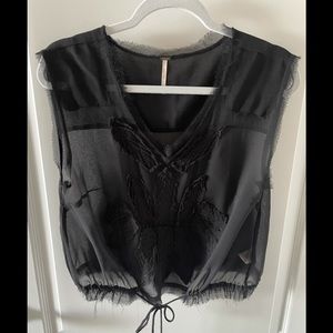 Free People Black Embroidered Tank